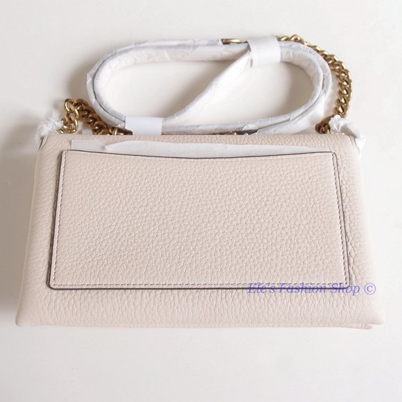 NWT Tory Burch Kira Chevron Leather Wallet On a Chain WOC New Cream AUTHENTIC - Picture 10 of 16